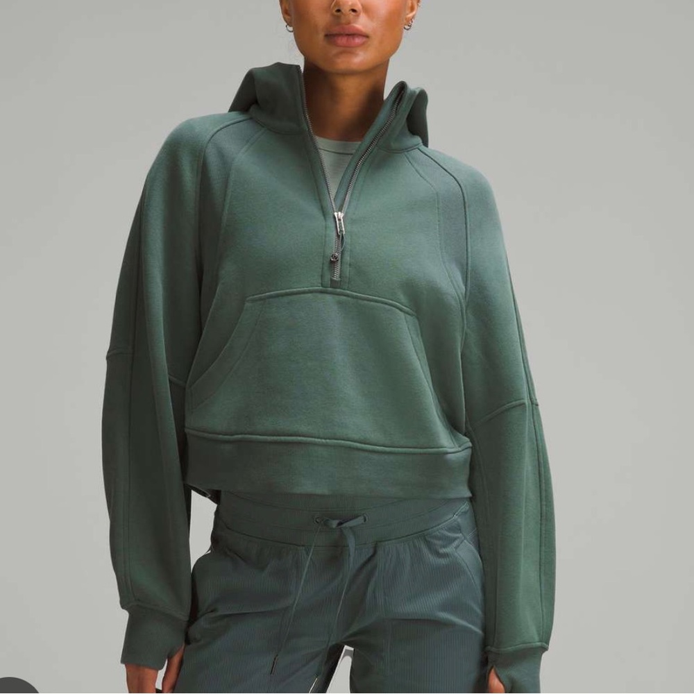 Lululemon Scuba Oversized Half-Zip Hoodie Dark Forest